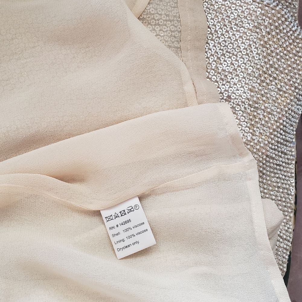 MLV Sequin/Pearl Embellished Camisole Top in Natural/Tan - Picture 10 of 12